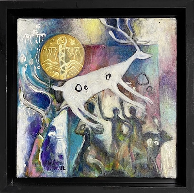 Prof. Dr. Meliha Yılmaz imzalı tablo — Akrilik Boya, 30×30 cm, 2.800 TL müzayede satışı