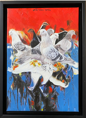 Hüseyin Elmas imzalı tablo — Karışık Teknik, 50×35 cm, 7.750 TL müzayede satışı