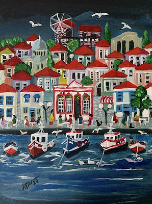 Ayşın Özen imzalı tablo — Akrilik Boya, 24×18 cm, 3.000 TL müzayede satışı