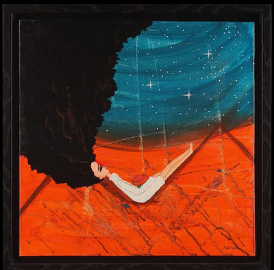 Nanubi imzalı tablo — Akrilik Boya, 40×40 cm, 2.000 TL müzayede satışı