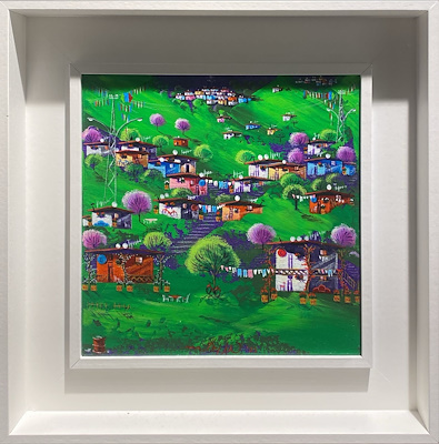 Mustafa Özkan-Erguvan Yeşil(Doku), Tuval üzerine yağlı boya, 25x25