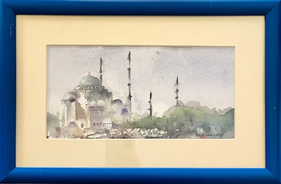 Ali Kahraman imzalı tablo — Sulu Boya, 24×14 cm, 500 TL müzayede satışı