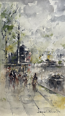 İsmail Menekşe imzalı tablo — Sulu Boya, 25×46 cm, 1.250 TL müzayede satışı