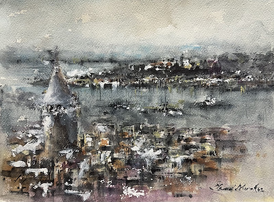 İsmail Menekşe imzalı tablo — Sulu Boya, 37×27 cm, 1.500 TL müzayede satışı