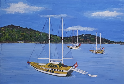 Hadi imzalı tablo — Akrilik Boya, 35×50 cm, 1.000 TL müzayede satışı