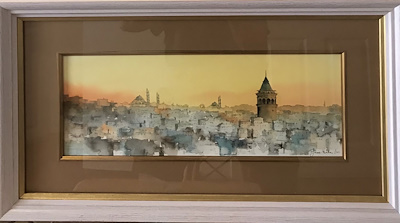 Sinan Balta imzalı tablo — Sulu Boya, 17×44 cm, 3.000 TL müzayede satışı