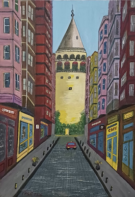 Hadi imzalı tablo — Akrilik Boya, 50×35 cm, 1.500 TL müzayede satışı