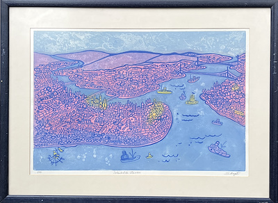 Semiha Binzet imzalı tablo — Gravür, 40×61 cm, 9.000 TL müzayede satışı