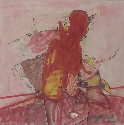 İbrahim Çiftçioğlu imzalı tablo — Karışık Teknik, 38×38 cm, 10.000 TL müzayede satışı