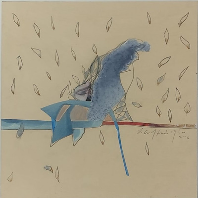 İbrahim Çiftçioğlu imzalı tablo — Karışık Teknik, 38×38 cm, 8.000 TL müzayede satışı