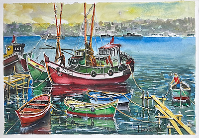 Hasan Ozansoy imzalı tablo — Sulu Boya, 35×50 cm, 5.000 TL müzayede satışı