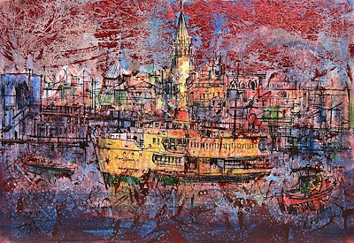 Tuncay Şevketoğlu imzalı tablo — Karışık Teknik, 90×150 cm, 25.000 TL müzayede satışı