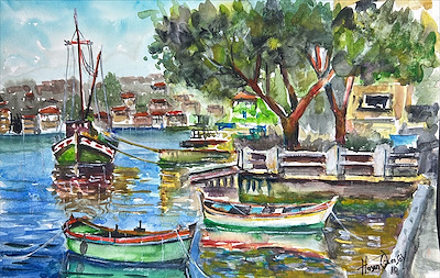 Hasan Ozansoy imzalı tablo — Sulu Boya, 35×50 cm, 6.000 TL müzayede satışı