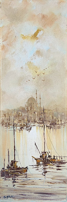 Güler Aras imzalı tablo — Yağlı Boya, 60×20 cm, 6.000 TL müzayede satışı