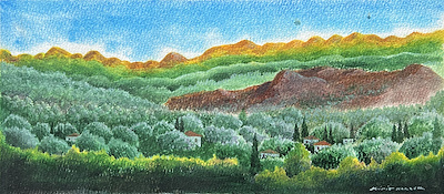 Müfit Karzek imzalı tablo — Sulu Boya, 23×49 cm, 11.000 TL müzayede satışı