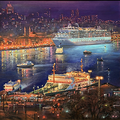 Nihat Evren Derman imzalı tablo — Yağlı Boya, 70×70 cm, 46.750 TL müzayede satışı
