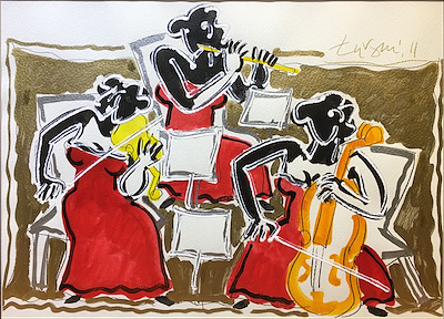 Adnan Turani-Trio, Müzisyenler, 50x70 Cm. # Sertifikalı # Karton
