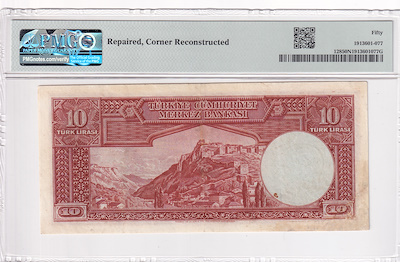 Türkiye, 10 Lira, 1938, ÇA, p128, 2. Emisyon, 1. Tertip-PMG 50 NET