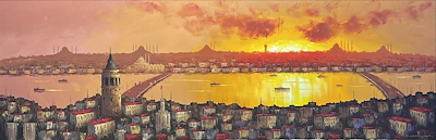 Omar Gasparyan imzalı tablo — Yağlı Boya, 60×180 cm, 32.000 TL müzayede satışı