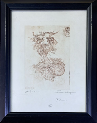 Erol Deneç imzalı tablo — Gravür, 32×24 cm, 5.000 TL müzayede satışı