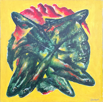 İrfan Seçkin imzalı tablo — Yağlı Boya, 85×85 cm, 3.000 TL müzayede satışı