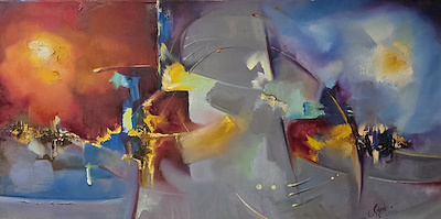 Gözde Eğilmez imzalı tablo — Yağlıboya, 100×50 cm, 4.250 TL müzayede satışı