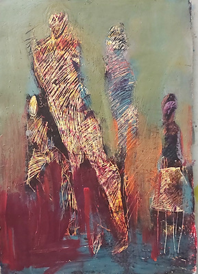 Hülya Topaktaş imzalı tablo — Karışık Teknik, 25×35 cm, 3.000 TL müzayede satışı