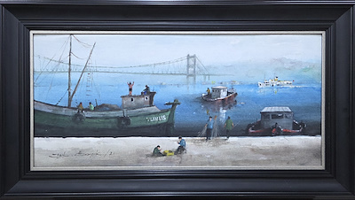 Işıl Özışık imzalı tablo — Yağlıboya, 63×29 cm, 32.500 TL müzayede satışı