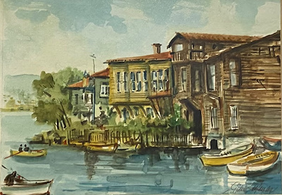 Şükrü Çağlayan imzalı tablo — Suluboya, 18×24 cm, 3.250 TL müzayede satışı