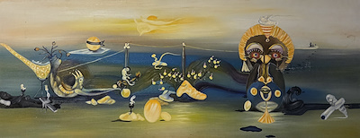 Erhan Hökelek imzalı tablo — Yağlıboya, 100×40 cm, 4.250 TL müzayede satışı