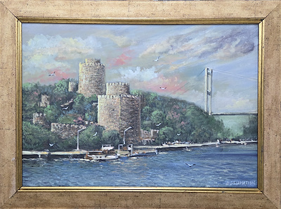 Esra Uluhatun imzalı tablo — Hat, 50×35 cm, 3.000 TL müzayede satışı