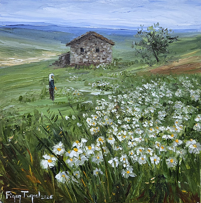 Figen Tuncel imzalı tablo — Yağlıboya, 40×40 cm, 3.500 TL müzayede satışı