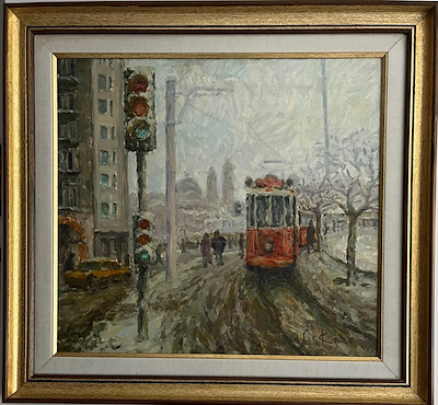 Selahattin Kara imzalı tablo — Hat, 59×54 cm, 225.000 TL müzayede satışı