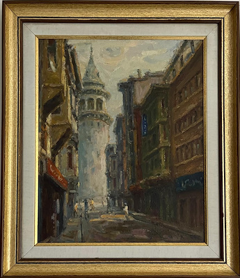 Selahattin Kara imzalı tablo — Hat, 44×54 cm, 200.000 TL müzayede satışı