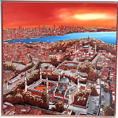 Alev Özas imzalı tablo — Yağlı Boya, 100×100 cm, 40.000 TL müzayede satışı
