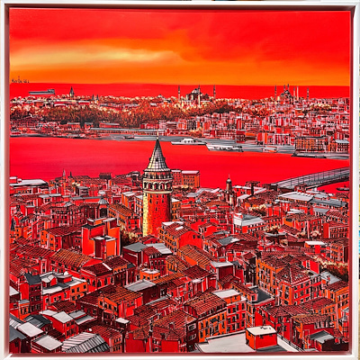 Alev Özas imzalı tablo — Akrilik Boya, 100×100 cm, 49.000 TL müzayede satışı