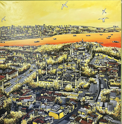 Alev Özas imzalı tablo — Akrilik Boya, 100×100 cm, 40.000 TL müzayede satışı