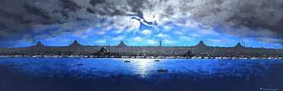 O. Gasparyan imzalı tablo — Yağlı Boya, 60×180 cm, 25.000 TL müzayede satışı