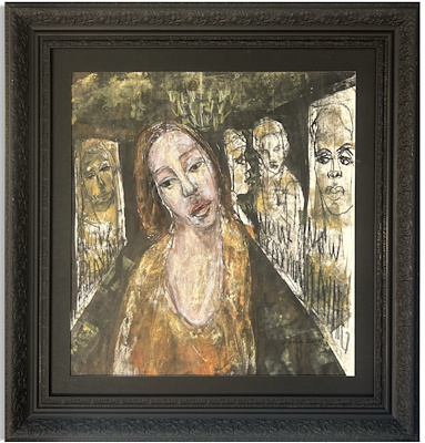 Sema Barlas imzalı tablo — Karışık Teknik, 35×35 cm, 6.000 TL müzayede satışı