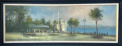 Mustafa Eldeniz imzalı tablo — Yağlı Boya, 50×150 cm, 13.000 TL müzayede satışı