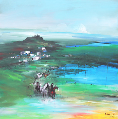 Hüseyin Macar imzalı tablo — Yağlı Boya, 100×100 cm, 9.000 TL müzayede satışı