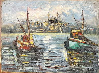 Salih imzalı tablo — Yağlı Boya, 25×18 cm, 1.000 TL müzayede satışı