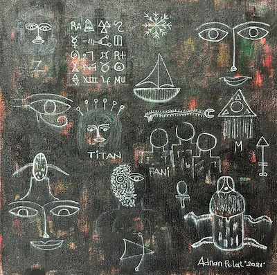 Adnan Polat imzalı tablo — Karışık Teknik, 34×34 cm, 6.500 TL müzayede satışı