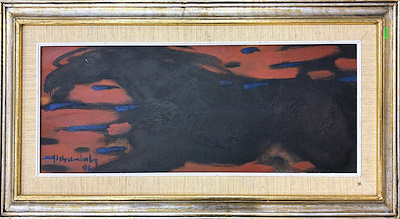 Hüseyin Şahbudak imzalı tablo — Yağlı Boya, 24×60 cm, 7.500 TL müzayede satışı