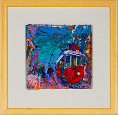 Alp Yavuz imzalı tablo — Yağlı Boya, 12×12 cm, 2.000 TL müzayede satışı