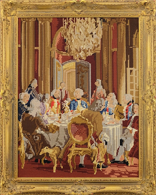 GOBLEN TABLO-Fransız asilzadeleri konulu, goblen pano. 62 x 45 cm