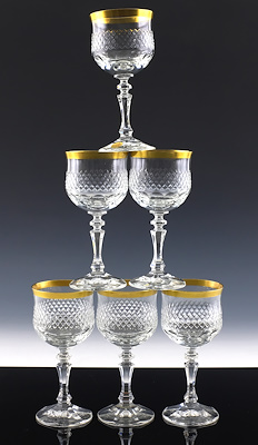 6 CRYSTAL GOBLETS-Cristallerie Zwiesel (Germany) labeled. 20th C. H.15,7 cm