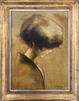 ORHAN TAYLAN (d.1941)-Portre, tuval üzeri yağlıboya, imzalı. 70 x