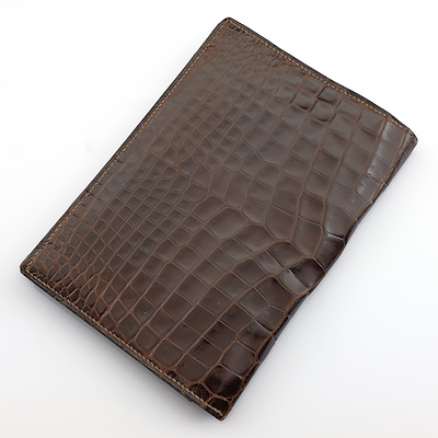 HERMES CROCODILE WALLET-Dark brown crocodile, in very good