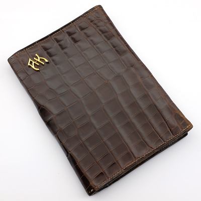 HERMES CROCODILE WALLET-Dark brown crocodile, in very good